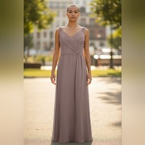 Romantic Bridals Chiffon Embellished  Waist Long Gown